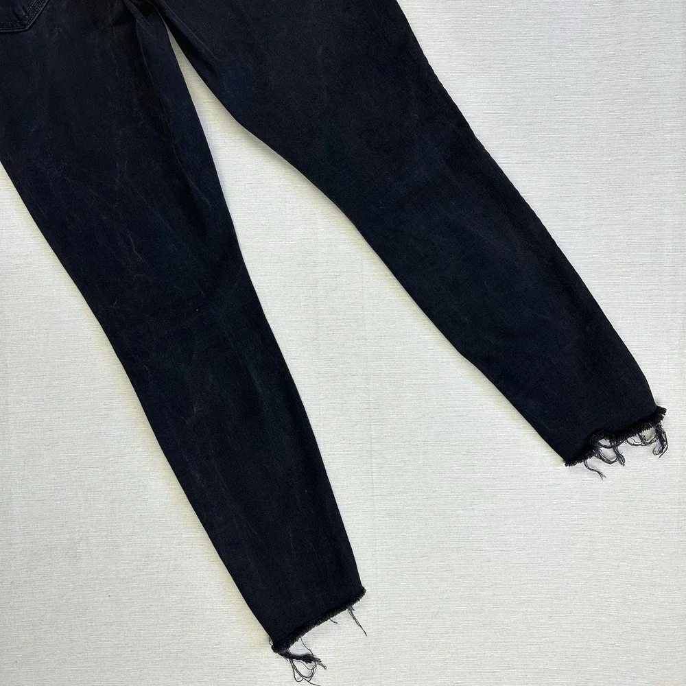 Mother Stunner Zip Ankle Step Fray Jeans Size 31 Black USA Not Guilty Wash - Picture 12 of 13